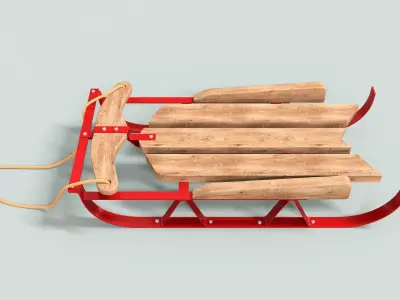 Sled For Christmas Low-poly 3D model
