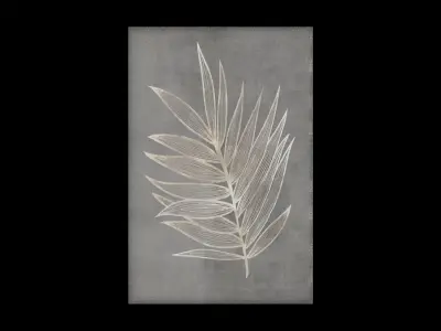 Neutral Tones And Gold Accent Leaf Canvas Art Low-poly 3D model