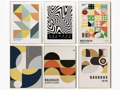 Bauhaus multicolour Poster set 3D model
