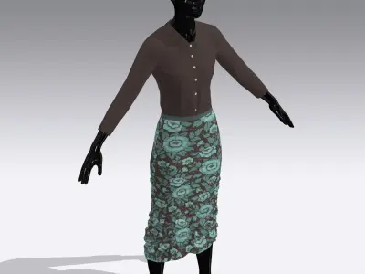 Woman Cloth Dress Low-poly 3D model 5