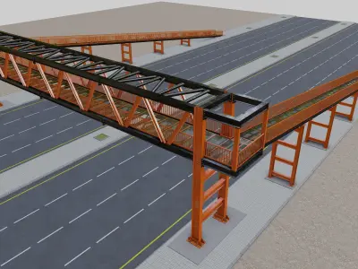 Steel Pedestrian Bridge Type-34 3D model