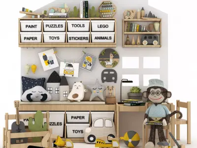 toys and furniture set  Low-poly 3D model