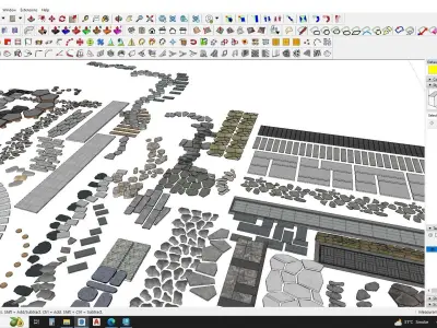 grey paving stone 3d model collection 3D model