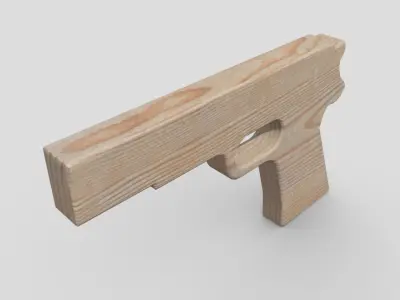 Wooden Toy Gun 2 Low-poly 3D model