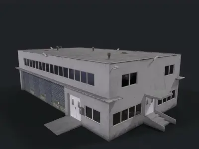 Warehouse building Low-poly 3D model Low-poly 3D model