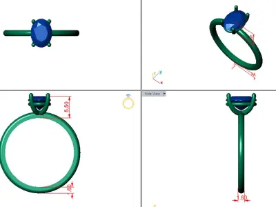 Oval Solitaire Ring Printable model 3dmodel  3D print model
