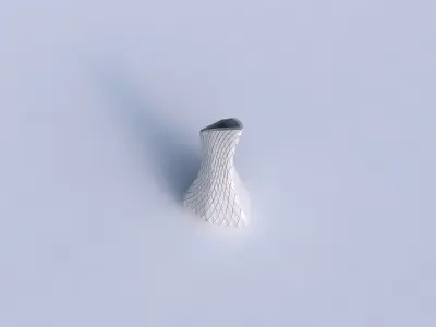 Vase puffy tappered triangle with diagonal grid plates 3D print model purchase