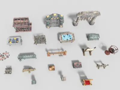 20 low poly dungeon props pack Low-poly 3D model