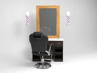 Barber Shop Furniture Low-poly 3D model