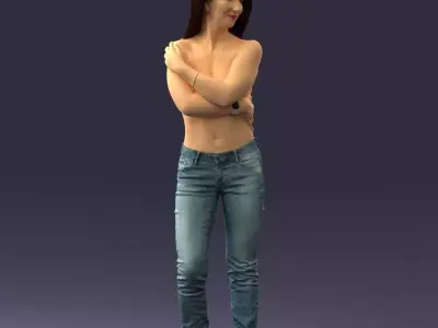 000357 Realistic Female 3D Scan Model in Jeans 3dp 3D print model