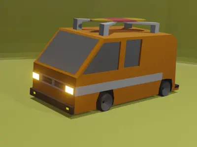 low poly 3d van n car bender 3d free Free 3D model