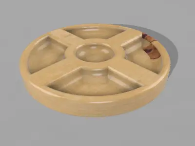 Chinese Style Wood Breakfast Plate STL OBJ FBX File CNC Free 3D print model