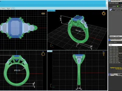 Three Stone Emerald Ring V3 3D print model