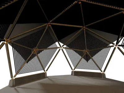BAMBOO CANOPY GEODESIC TENT BAKED 3D model
