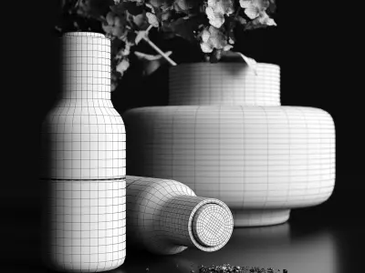 Decorative set with hydrangea 3D model
