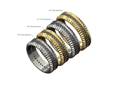 Fluted watch bezel diamond ring US size 7 to 10 3D print model