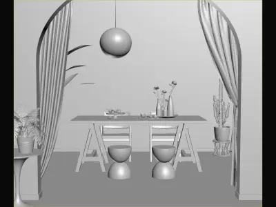 Industrial Living Interior scene  3D model