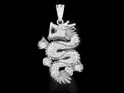 Luxury Diamond Dragon Pendant 3D print model
