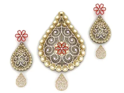 Luxury Pendant And Earrings For Women Fashion 3d Printable Model 3D print model