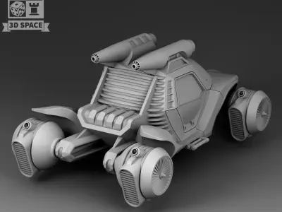 Futuristic car with rocket acceleration 3D print model