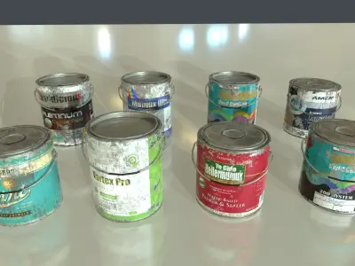 Old Paint Cans Low-poly 3D model