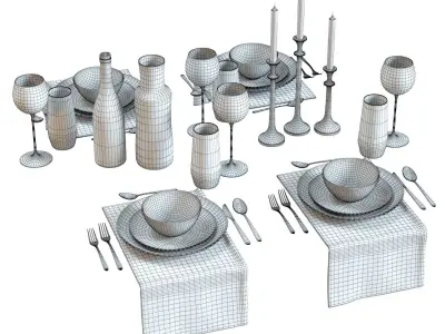 Table Setting 01 - Crate and Barrel Addison Tableware Set 3D model