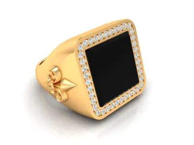 Ring M149 Mens luxury ring with enamel and gems 3D print model