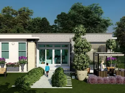  4-bedroom modern contemporary house plan Low-poly 3D model