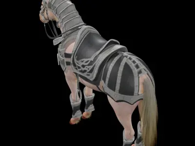 Knight Armored Horse Rig Low-poly 3D model