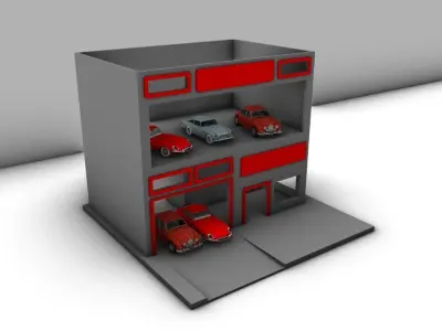  2 storey Diorama Garage  Diecast Garage  1 64 scale 3D print model