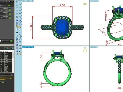 Cushion Cut Engagement Ring 3D print model