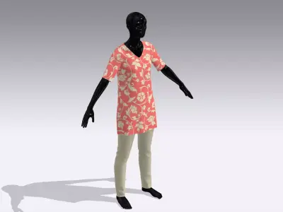 Female Cloth Dress Low-poly 3D model get