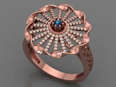 ladies Diamond Ring 3D print model 13