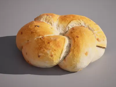 Bread with onions 5K triangles 4K PBR textures Low-poly 3D model