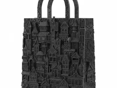 3D Urban Shopping Bag Tower Black Friday Concept 3D print model