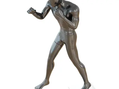 Male black mannequin in boxing pose 3D model