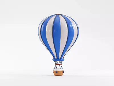Hot Air Balloon Low-poly 3D model