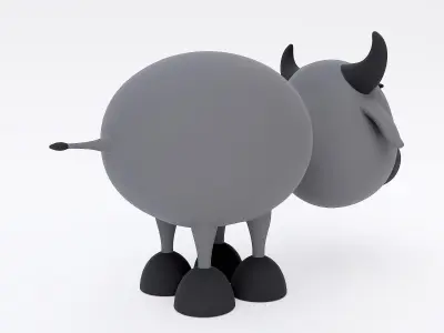 Buffalo cartoon animal 3d model 3D model