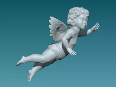 Angel cupid flying in air 3D model