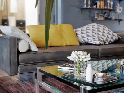 Blue neoclassic interior 3D model