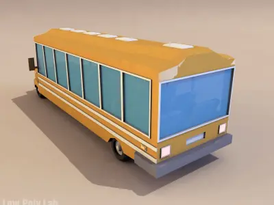 Cartoon City School Bus Low-poly 3D model