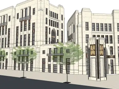 Ancient hotel with luxury living Dubai Style 3D model