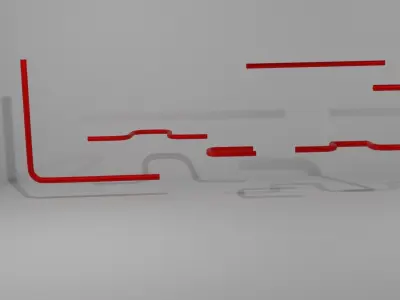 Pipes set room with lines Low-poly 3D model