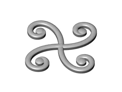 Forged 4 spiral scrolls rosette onlay relief 3D print model