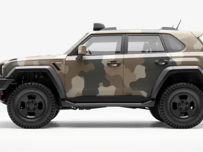 Mountain Taxi SUV Camouflage Off-Roader Low-poly 3D model
