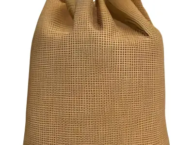 Realistic Burlap Sack Drawstring Bag Low-poly 3D model