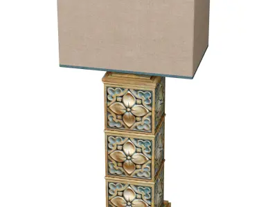 Tall Aged Arabic Oriental Nightstand bedside Eastern Table Lamp 3D model