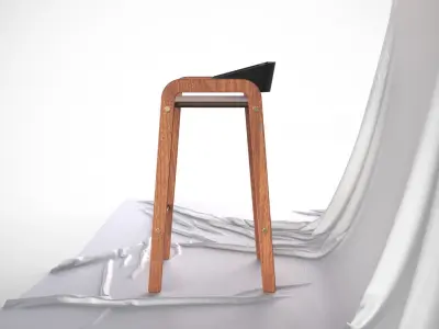 Designer Bar Stool Mid Century Modern Scandinavian Design 3D model