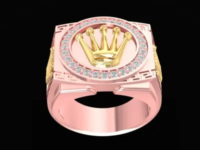 Luxury Crown Emblem Men Ring 3D Model  1271 3D print model