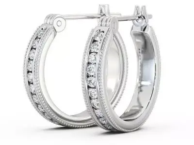 stl file gold diamond hoop earrings 3D print model